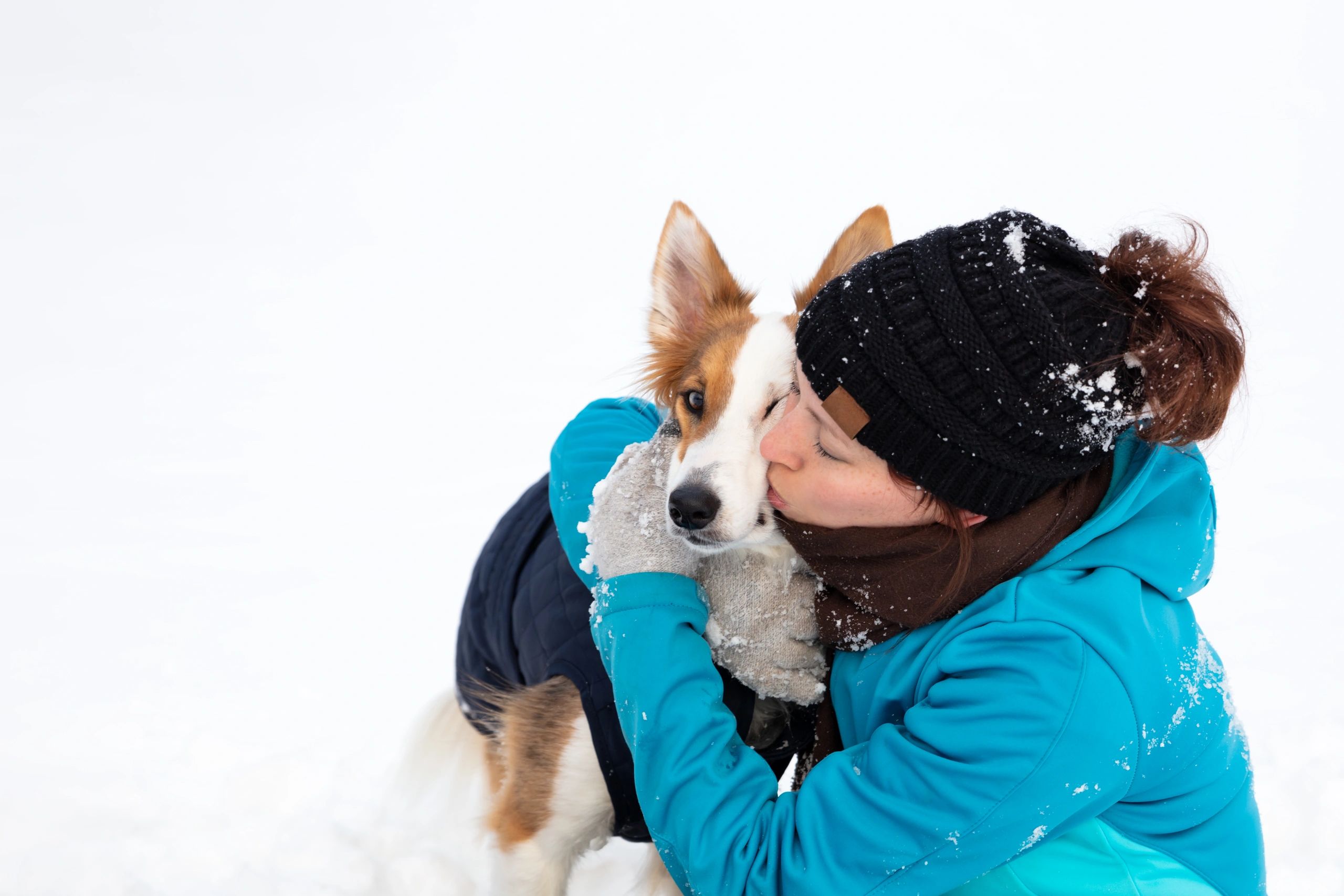Owner with dog outdoors
